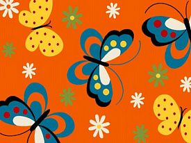 Оранжевый детский ковер Яркие бабочки Кристэл 0772 orange