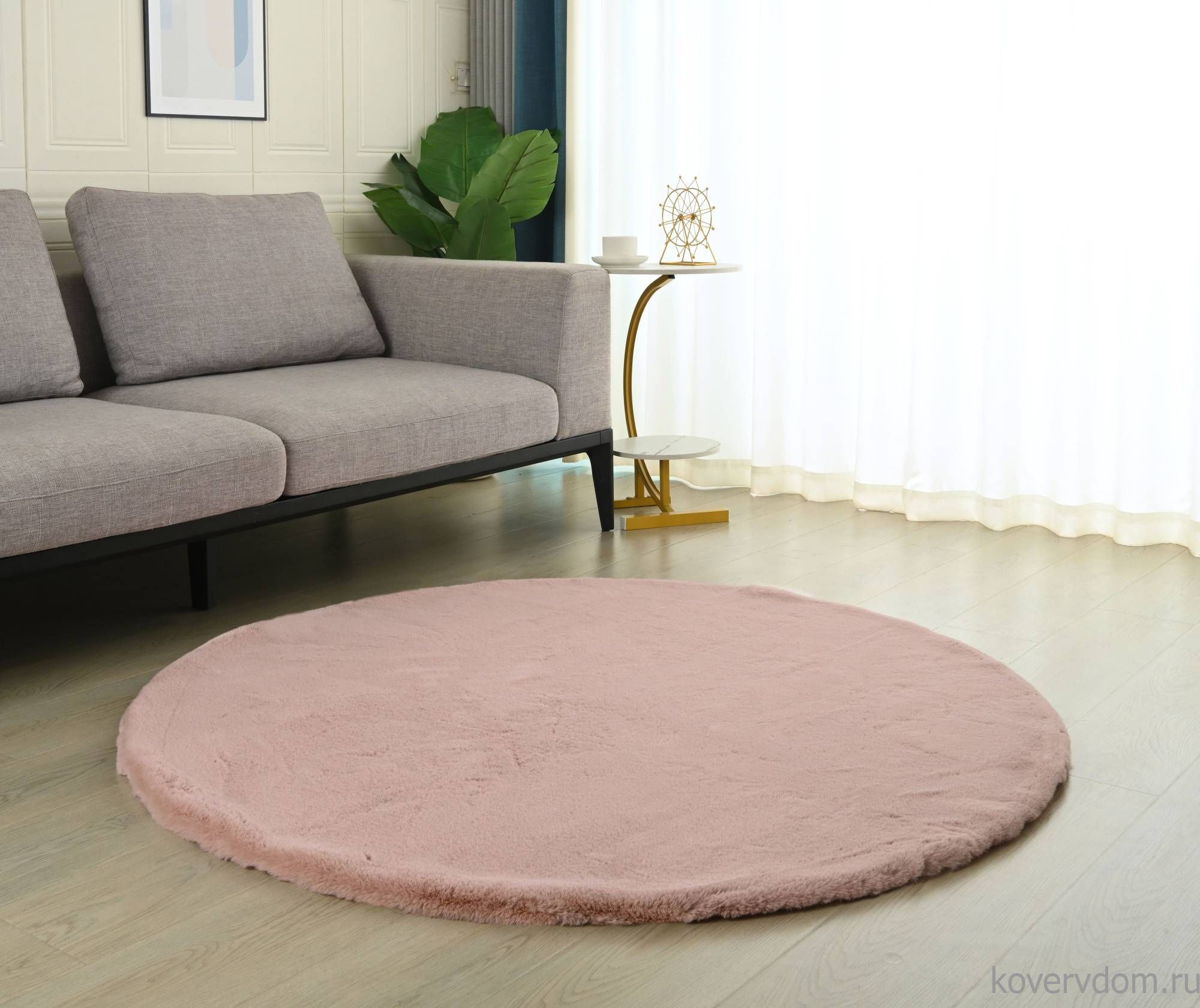 Ковер из искусственного меха RABBIT PREMIUM MS1000 PINK Круг