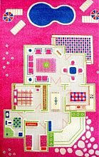 Детский развивающий игровой рельефный 3D ковер IVI Уютный домик розовый