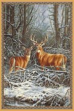 Шерстяной пейзажный ковер с изображением оленя Hunnu 6S1295 28 олени зимой