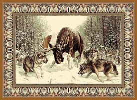 Ковер с рисунком животных Фауна 50895 Охота на лося