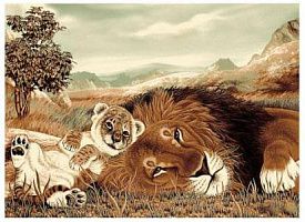 Ковер картина Фауна 50544 Лев и львенок