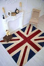 Ковер с коротким ворсом винтажный ручной работы Британский флаг Vintage Flag Patchwork 22228